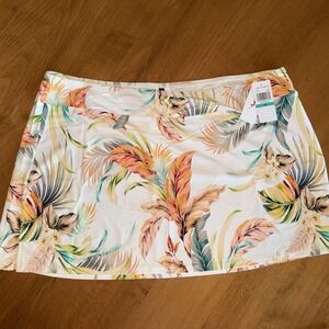 NEW Jantzen Side Slit Swim Skirt‎ White Cabana Floral Size 16